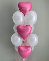 Σύνθεση Μπαλονιών Με Καρδίες Foil Ροζ